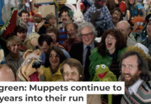 The artists and crew behind the ‘The Muppet Show,’ including Muppet creator Jim Henson, third from right in the front row, gather for the camera. Nancy Moran/Sygma via Getty Images